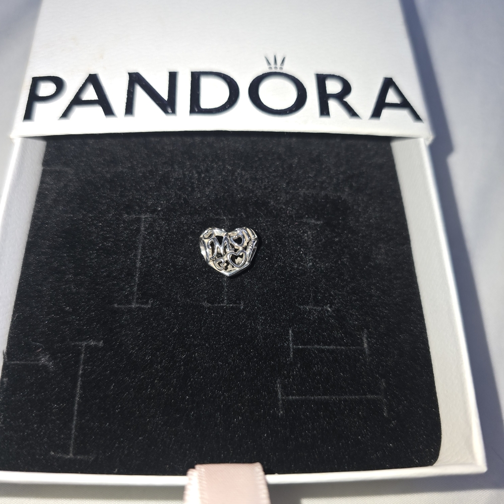 RELISTED - Pandora Silver MOM Heart Charm
